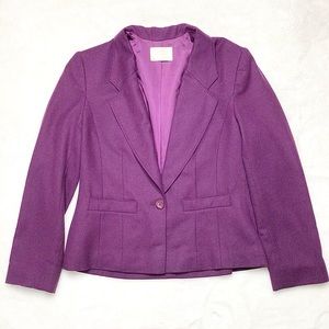 Pendleton Vintage 100% Virgin Wool Single Button Purple Blazer Size 8